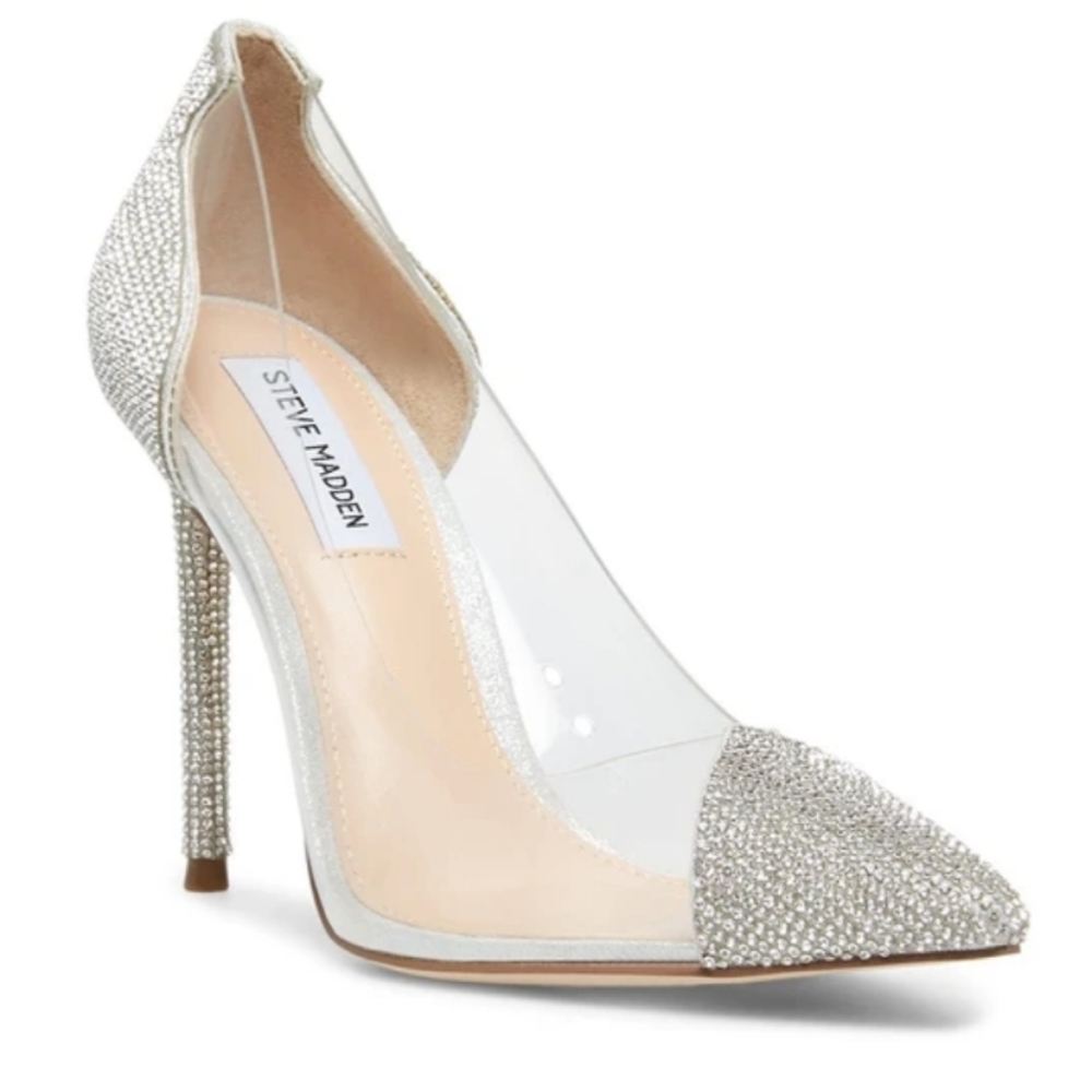 Steve madden silver sparkling heels